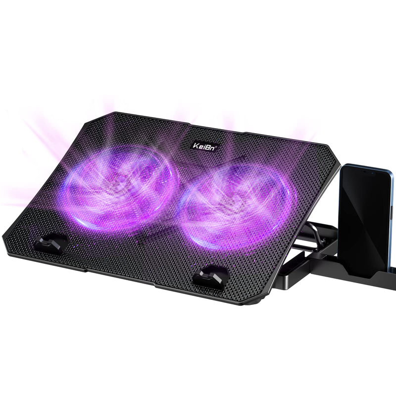 KeiBn Upgrade Laptop Cooling Pad, KeiBn Laptop Cooler 2 Fans for 10-15.6 Inch Laptops, 5 Height Stands, 2 USB Ports (S039-Purple) Purple