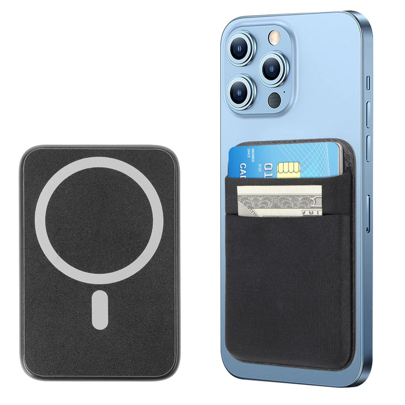 SHANSHUI Wallet Compatible for Magsafe, Magnetic Phone Wallet Card Holder for Back of Phone Compatible for iPhone 15/14/13/12 Mini/Plus/Pro/Pro Max & Magsafe case -Black Black