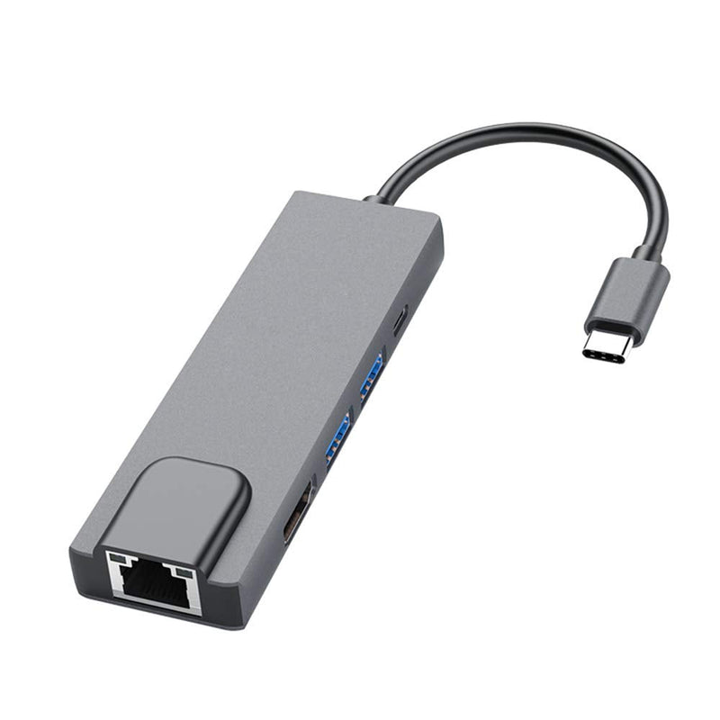 Tianle USB C Hub Ethernet, 5 in 1 Multi Port Adapter with Gigabit Ethernet Port, 4K HDMI, USB C PD Charging and 2 USB 3.0 Compatible with Switch Console, MacBook, iPad, Surface, 5-in-1