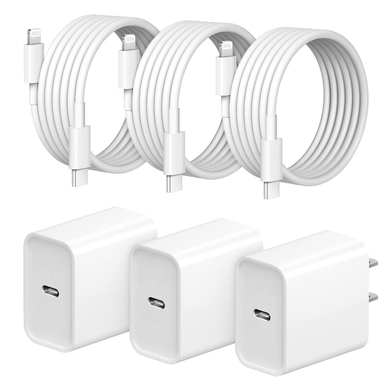 iPhone Fast Charger 3+3Pack 20W USB C Wall Charger with 6FT Fast Charging Cable Compatible with iPhone 14/13/12/11/Pro/Pro Max 3Pack
