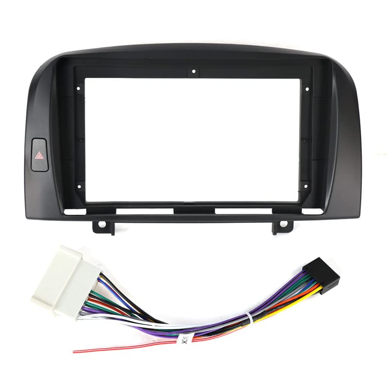 9'' Car Radio Stereo Dash Frame Fascia Bezel Panel w/Power Harness Cable Compatible for Hyundai Sonata NF 2004 05 06 07 08 Install Mount Kit