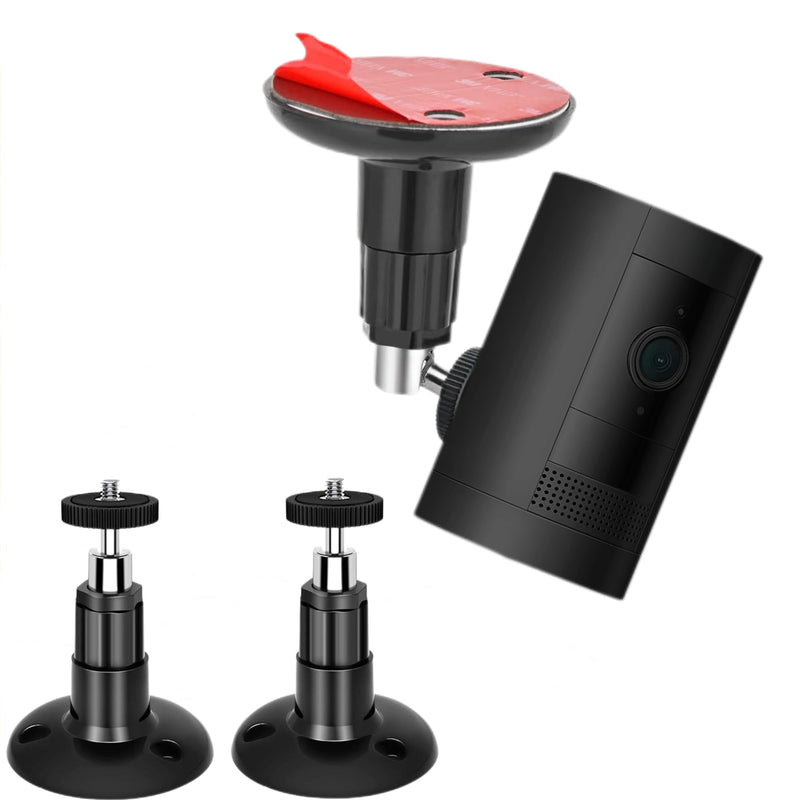2 Pack Adjustable Security Wall Mount for Ring Camera&Stick Up Cam Battery,Indoor Outdoor Mount Bracket for Arlo HD/2/3/4,Ceiling Mount Kit for Plug-in HD Security Cam, Adhesive or Screw,No Drill