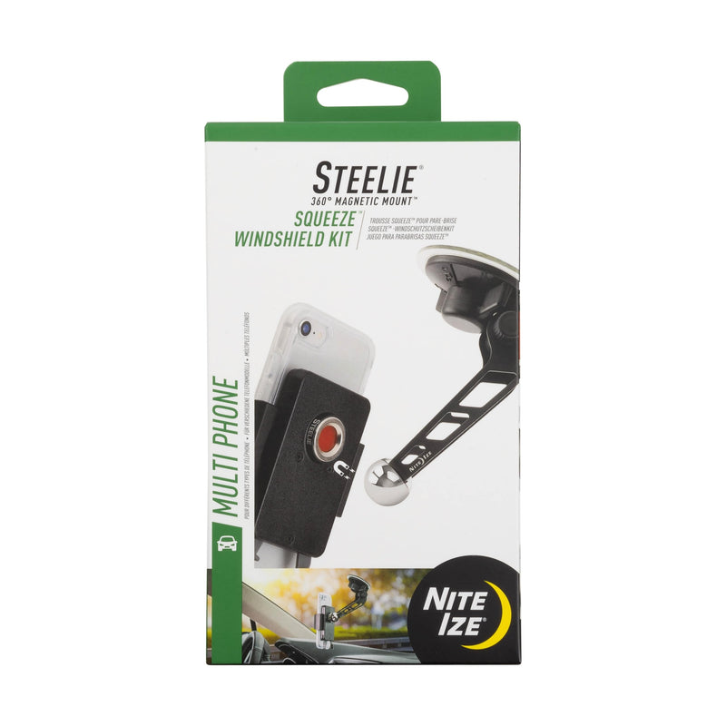 Nite IZE Steelie Squeeze Windshield Kit - Universal Windshield Magnetic Car Mount Holder