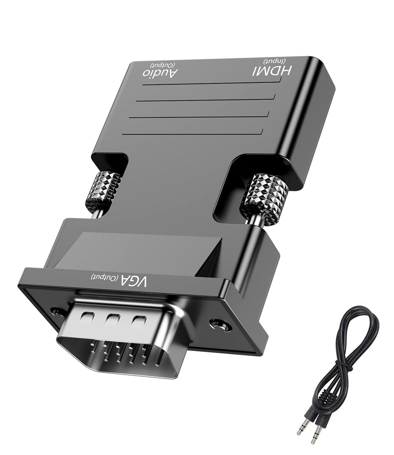 HDMI to VGA Adapter Converter, Audio Output Computer Set-top Box Connector Dongle for Laptop, PC, Monitor, Projector, HDTV, Chromebook, Roku, Xbox -3.5mm Stereo Cable Included