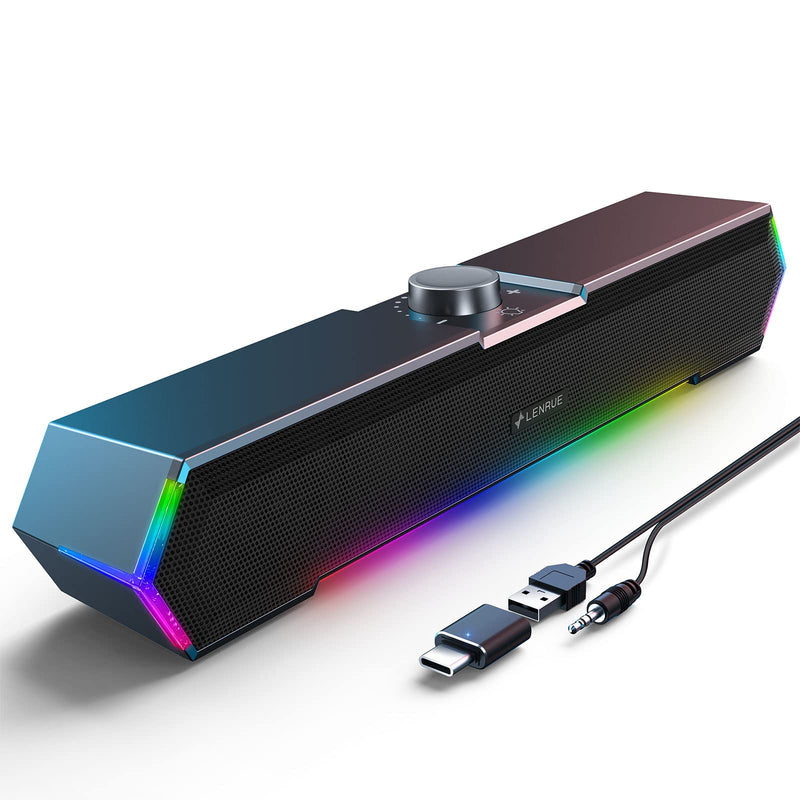 [AUSTRALIA] - LENRUE G11 Computer Speakers for Desktop, Touch Lights PC Speakers with Surge Clear Sound, USB C/USB Powered for Computer Desktop PC Laptop Monitor AUX_Black 