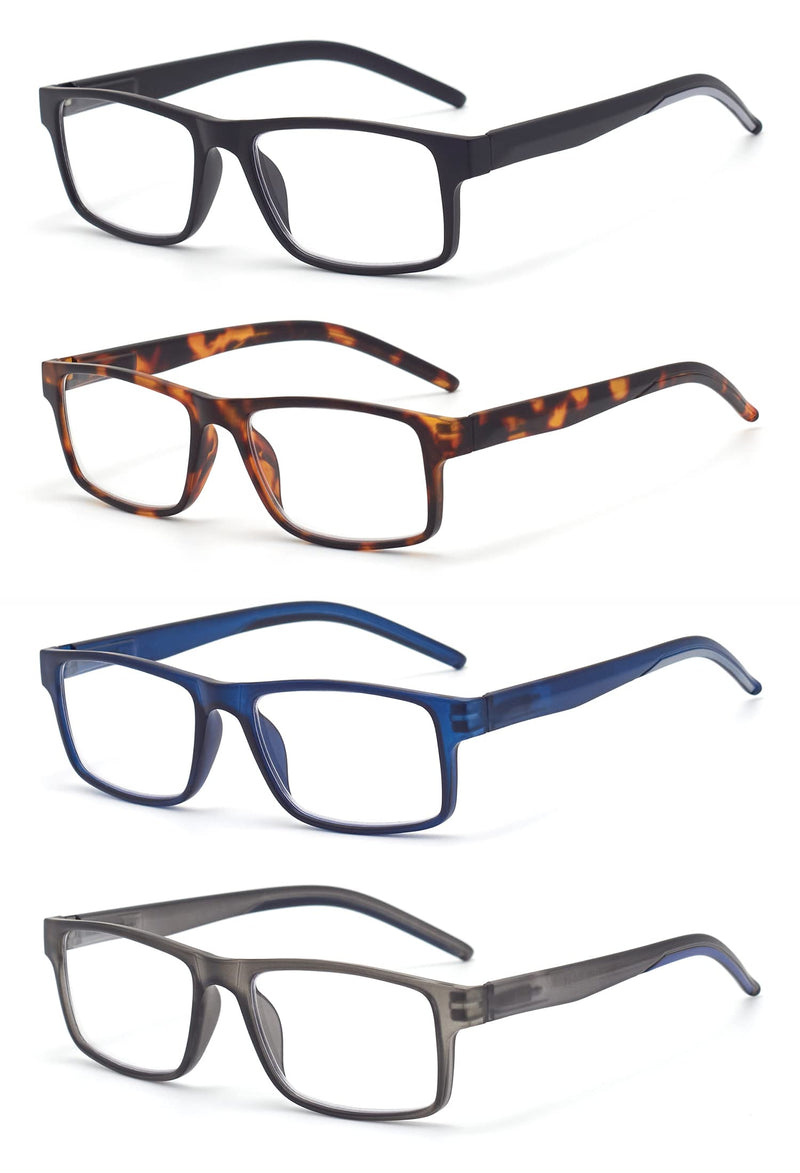 Reading Glasses for Men Women, Spring Hinge Readers Glasses, Blue Light Blocking Lens Eyeglasses SR20523 4 Pairs Mix 1.75 x