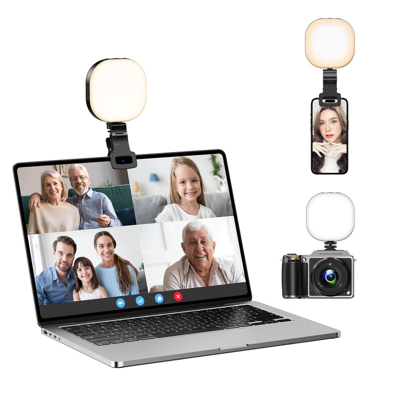 ATUMTEK LED Video Light, Mini Selfie Light Camera Light, Rechargeable Clip-on Ring Light for Phone, Laptop, Tablet and Computer, Dimmable Fill Lamp for Conference/Zoom Call/Photography/Makeup/Picture