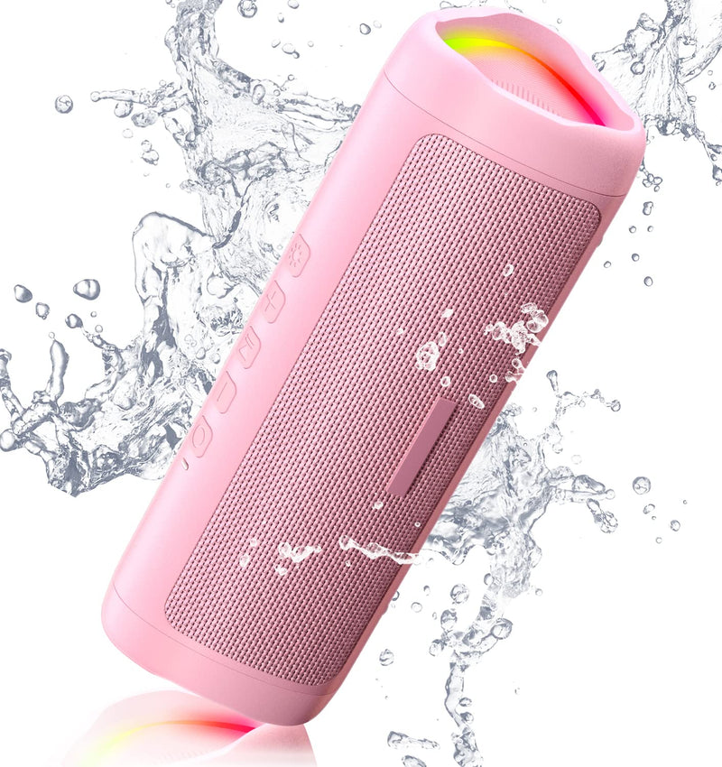 IPX5 Waterproof Bluetooth Speaker with HD Sound, 24H Playtime - For Home, Outdoor, Beach 1pcs-Pink
