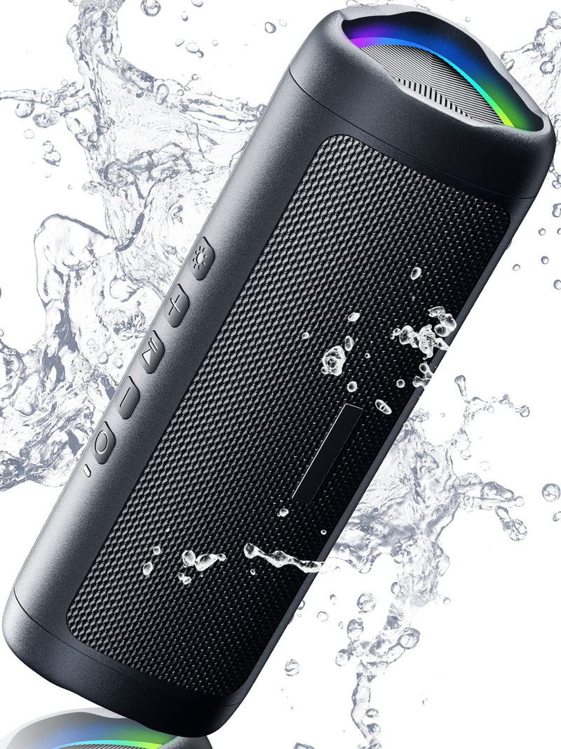 Bluetooth Speaker with HD Sound, Portable Wireless, IPX5 Waterproof, Up to 24H Playtime, TWS Pairing, BT5.3, for Home/Party/Outdoor/Beach, Electronic Gadgets, Birthday Gift (Black) 1pcs-Glossy Black