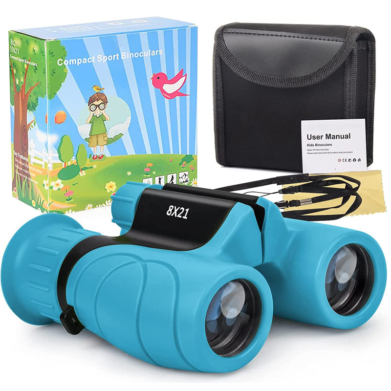 Binoculars for Kids, Compact Kids Binoculars 8x21 High-Resolution for Bird Watching, Camping, Exploration, Hiking, Hunting, Sports Events and Safari Park,Christmas Birthday Gift Blue