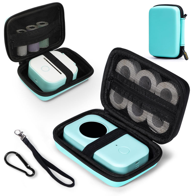 [AUSTRALIA] - Memoking T02 Hard Storage Case - Compatible with Phomemo D30, SUPVAN E10, NIIMBOT D11, JADENS D110 and More, with Zipper Mesh Pocket, Waterproof Shockproof Case, Green (Only Case) 