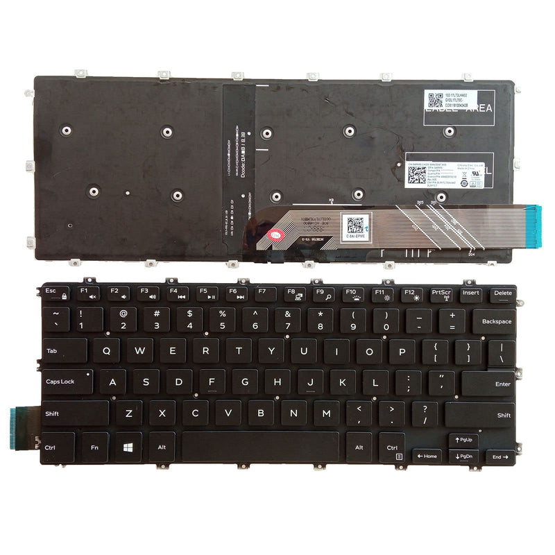 Laptop Replacement US Layout with Backlight Keyboard for Dell Inspiron 7386 7380 7580 7586 5580 5582 5585 5480 5481 5482 5485 Latitude 3400 3310 3390 P92G P93G P111G P77F