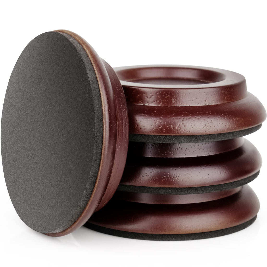 Upright Piano Caster Cups,Eison Solid Sapeliwood Piano Caster Piano Leg Floor Protectors with Non-Slip & Anti-Noise Foam for Hardwood Floor (Dark Brown) Dark Brown