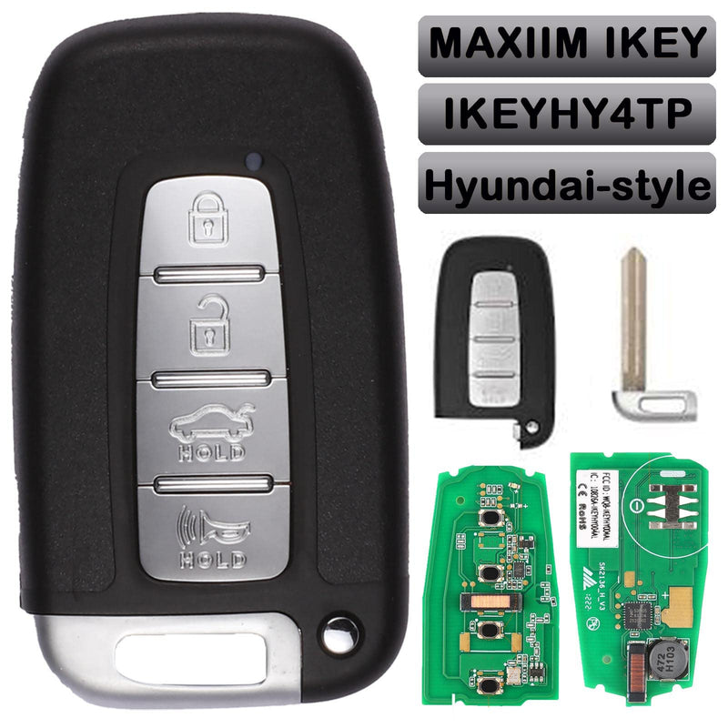 Autel Ikey Programmable Smart Key 2024 IKEYHY4TP Key Fob for Hyundai Key Creation 4 Buttons Ultra-Long Range OE-Quality for 700+ Vehicle Car Key Replacement Programmed with Autel KM100 IM508 IM608