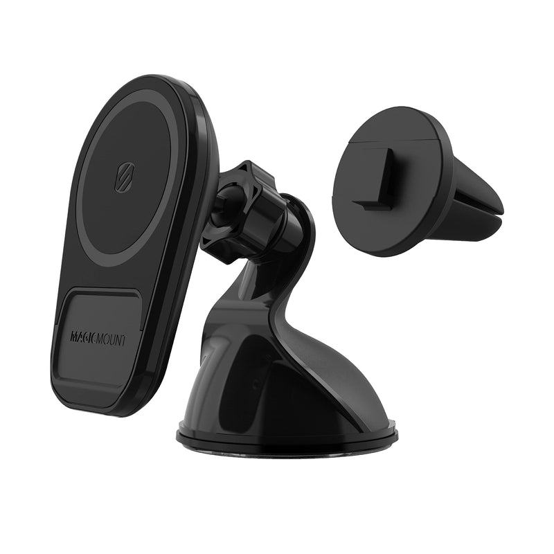 Scosche MQ5WDV-1 MagicMount Pro Charge5 Window/Dash/Vent 15W Magnetic, Qi-Certified, Wireless Charging Phone Mount, Cell Phone Holder for Car Compatible with MagSafe, iPhone, Galaxy and Qi Devices Window / Dash / Vent