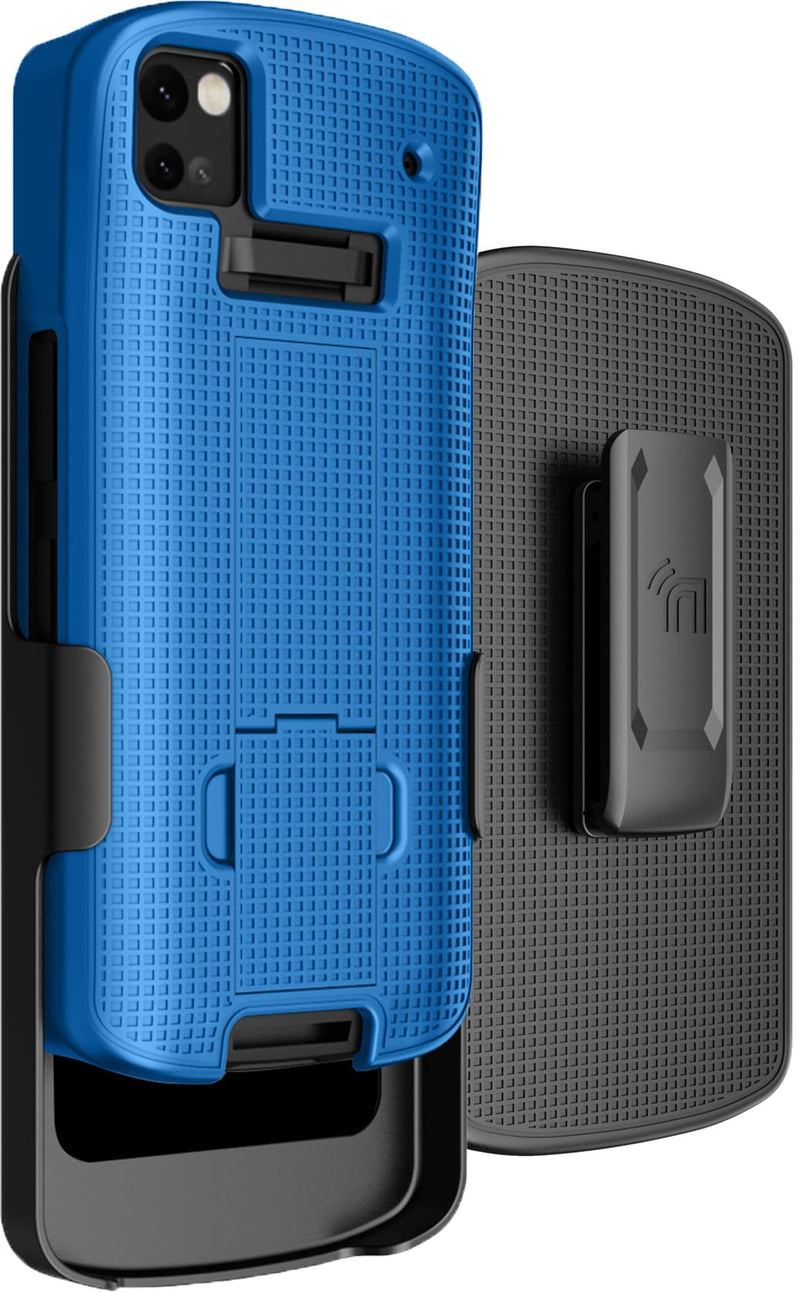 [AUSTRALIA] - Case with Clip for Zebra TC53 TC58 Mobile Computer Scanner, Nakedcellphone Slim Hard Shell Cover with Kickstand and [Rotating/Ratchet] Belt Hip Holster Combo - Cobalt Blue 