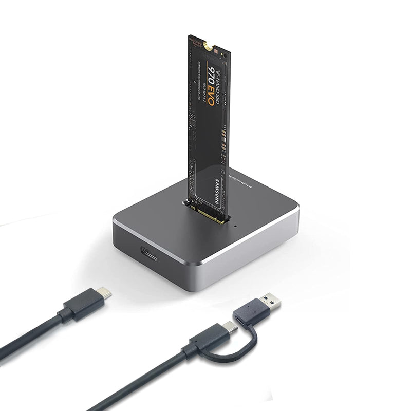 USB C M.2 NVME SATA SSD Enclosure, USB 3.1 Gen 2 10Gbps High Speed M.2 to USB Docking Station, Tool-Free USB C External, Aluminum NVME SSD Reader Adapter for 2230/2242/2260/2280 PGD7413