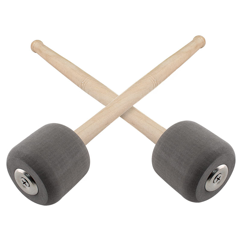 2 Pack Wood Bass Drum Mallets Sticks, 13 Inch Length EVA Foam Head Mallets Percussion Sticks for Marching Band (Gray) Gray