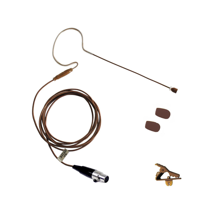 Mini Headset Microphone Replacement Earhook Headset Mic for Shure Wireless System (Cocoa) Cocoa