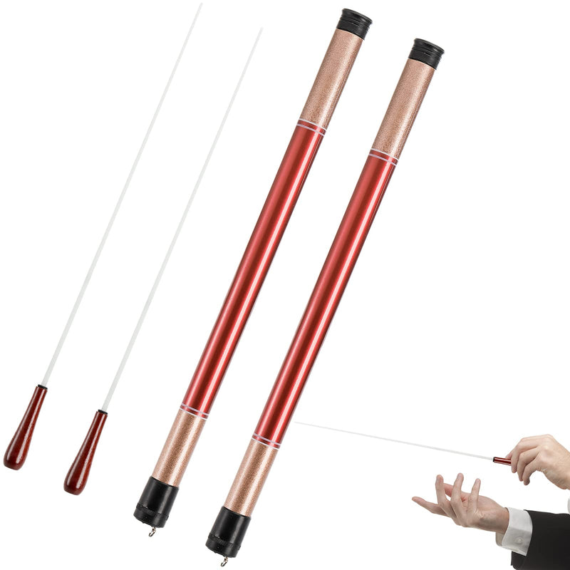 Foraineam 2 Pack Music Baton Conductor Batons Rosewood Handle Orchestra Baton Musical Conducting Batons with Baton Case for Choral Symphony Concert