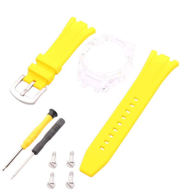 Modified Resin watch strap case replacement Fit for Casio G-shock GA-2100 GA-2110 GA-B2100 Outdoor sports waterproof watchbands Wristband bracelet Yellow