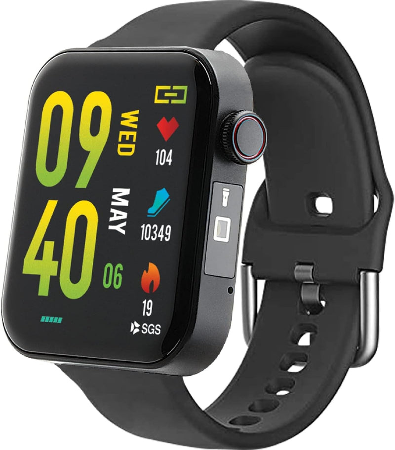 Life Watch Smart Heart Rate Blood Oxygen Body Temperature Sleep Monitor Fitness Steps Tracker Wireless Voice Call iOS &Android Compatible IP67 Waterproof Various Sport Fitness Modes Flash Light- Black