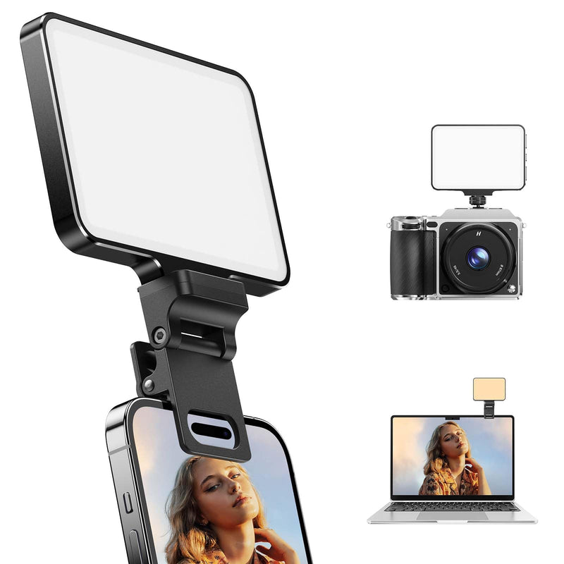 Metal Selfie Light - Weilisi Rechargeable Clip-on Ultra-Thin Phone Light with Stepless Dimming, iPhone Light for Makeup, Video Conference, Compatible with iPhone, Android, iPad, Laptop (2000mAh)