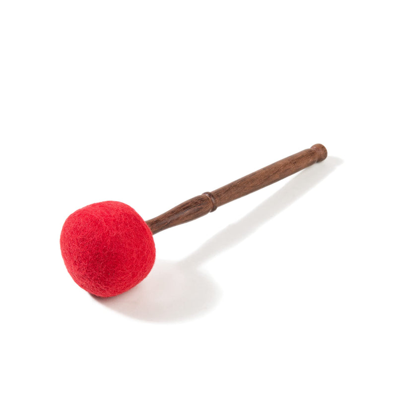 [AUSTRALIA] - Drum Mallet Wool Felted Drum Stick - 9 Inches Wool Mallet for Gongs & Large Singing Bowls by Himalayan Bazaar Red 