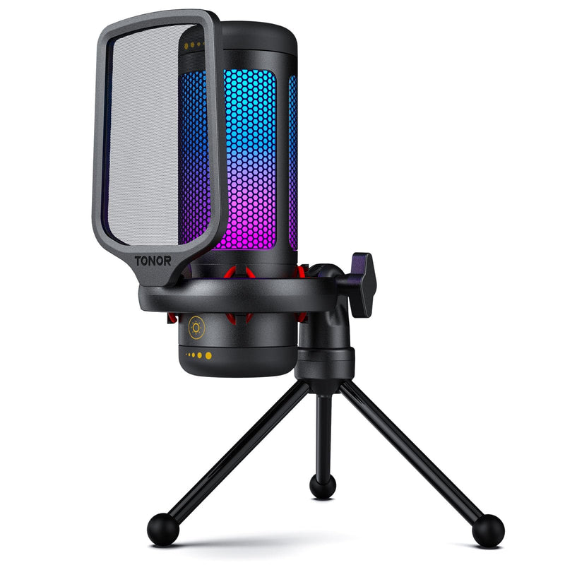 TONOR Gaming Mic, USB Microphone for PC Computer, Cardioid Condenser Mic with Adjustable RGB Modes & Brightness, Quick Mute, Gain Control, for Streaming, Podcasting, Recording, PS4/5 Desktop Mic TC310