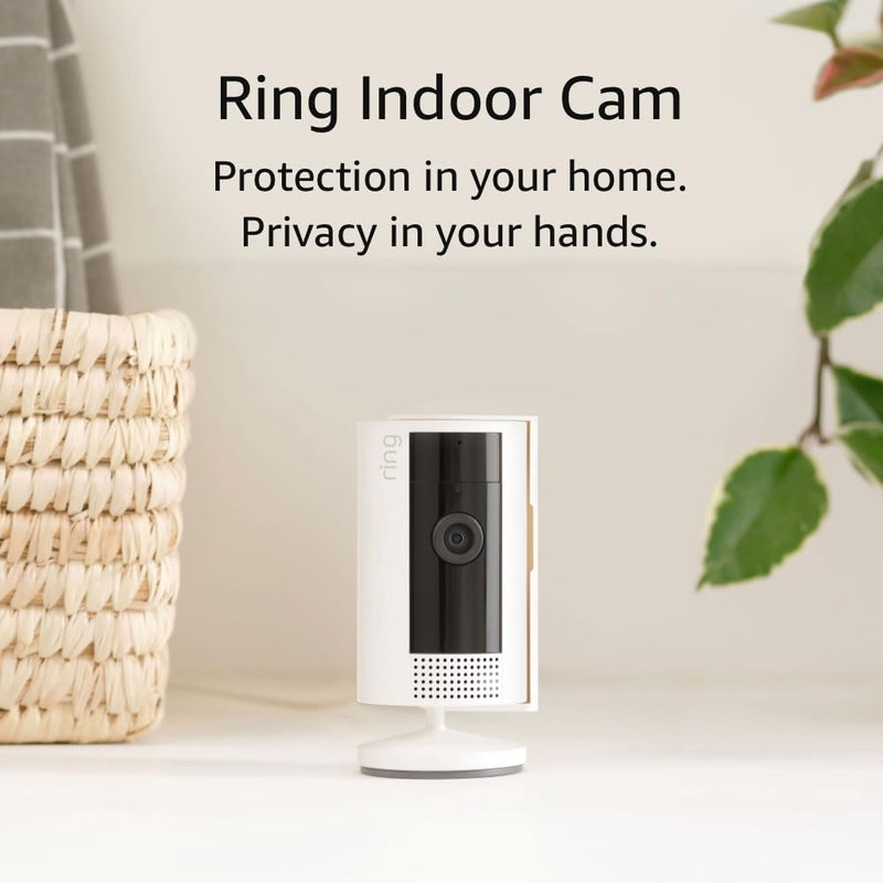 Like-New Ring Indoor Cam, Home or business security in 1080p HD video, White 1 Camera Device only