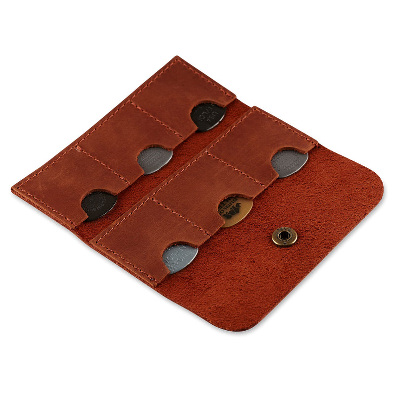 [AUSTRALIA] - Leather Guitar Pick Holder, Guitar Pick Holder Case Bag, Plectrum Case Bag, Pick Cover, Gift for Guitar Players (Cognac) Cognac 