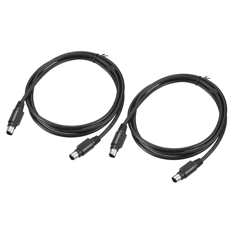 MECCANIXITY PS/2 Mouse and Keyboard Extension Cable 6 Pin 4.92 Feet Male to Male for PC 2 Pcs Black