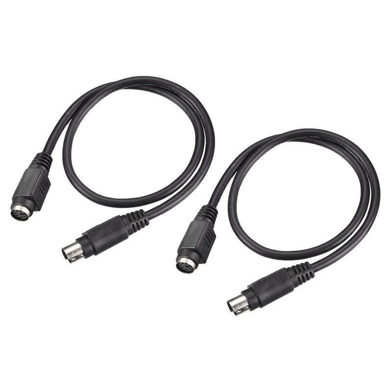 MECCANIXITY PS/2 Mouse and Keyboard Extension Cable 6 Pin 1.64 Feet Male to Female for PC 2 Pcs Black