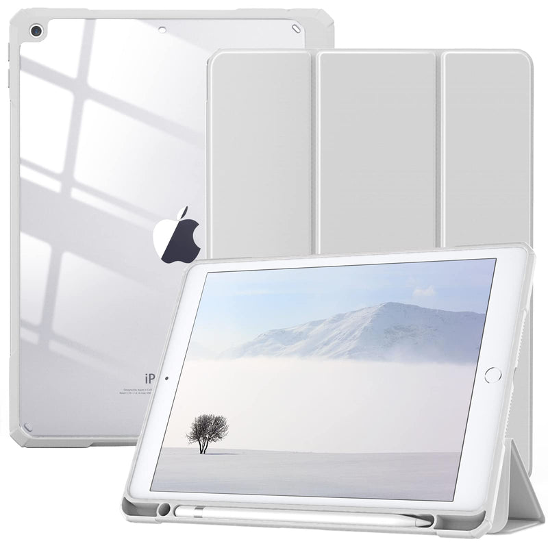 TiMOVO for iPad 9th Generation Case 2021, 10.2 inch iPad Case with Pencil Holder, Smart Stand Protective Clear Case Cover for iPad Case 9th/8th/7th (2021/2020/2019), Light Gray