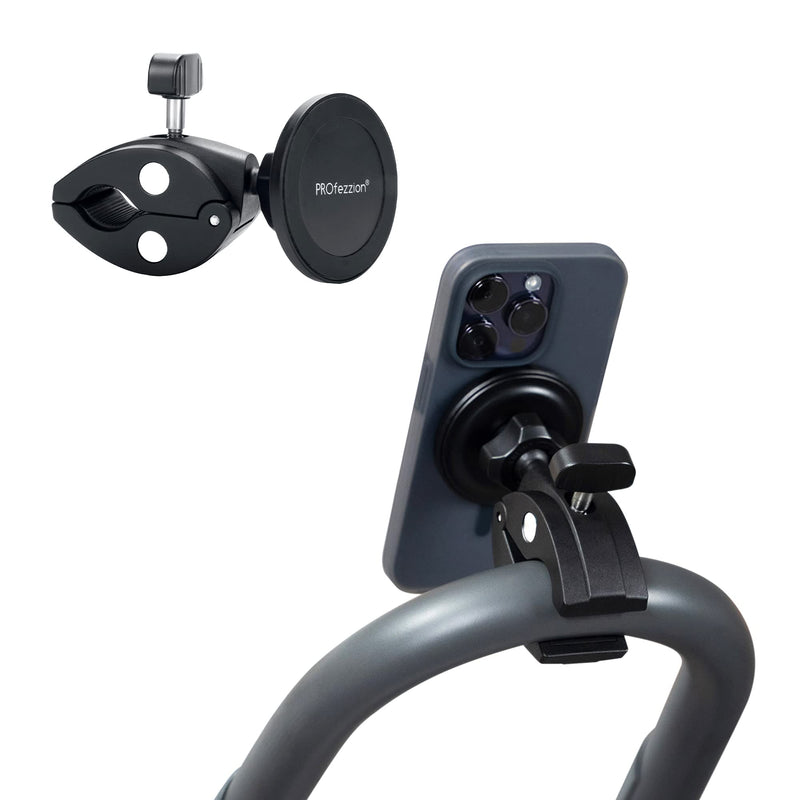 Phone Holder Mount Magnetic Accessories: Fitness Equipment Gym Motorcycle Handlebar, Exercise Bike, Treadmill, Stroller, Cart, for Magsafe iphone 15 14 13 12 Plus Pro Max & All Phone Stand Clamp Gym Mount