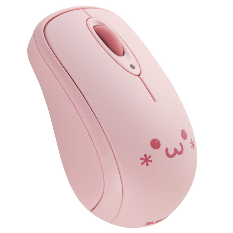ELECOM Bluetooth Wireless Mouse, 3 Button Symmetrical Design for Left or Right Hand, IR LED Long Battery Life, Cute Smiley Face for Kid Adult, PC/Mac/Chrome/iPhone/iPad, Pastel Pink (M-CB01BRPF) pink/bluetooth