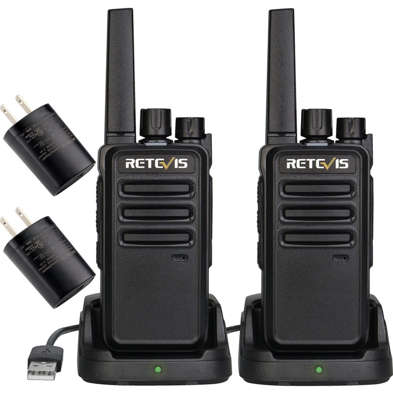 Retevis RT68 Walkie Talkies Rechargeable,Portable FRS Two-Way Radios for Adults,Heavy Duty 2 Way Radios Long Range,USB Charging Base,License Free Walkie Talkie for Road Trip Gifts Camping (2 Pack) without display