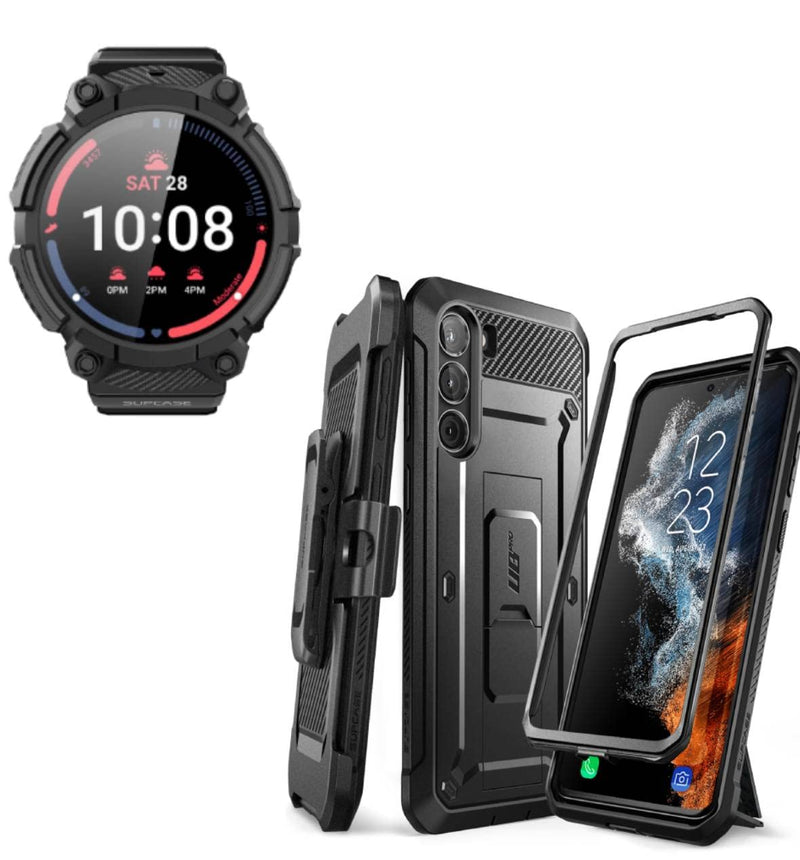 SUPCASE Unicorn Beetle Pro Designed for Galaxy S23 Plus Case & Galaxy Watch 5 Pro 45mm Band (Black)