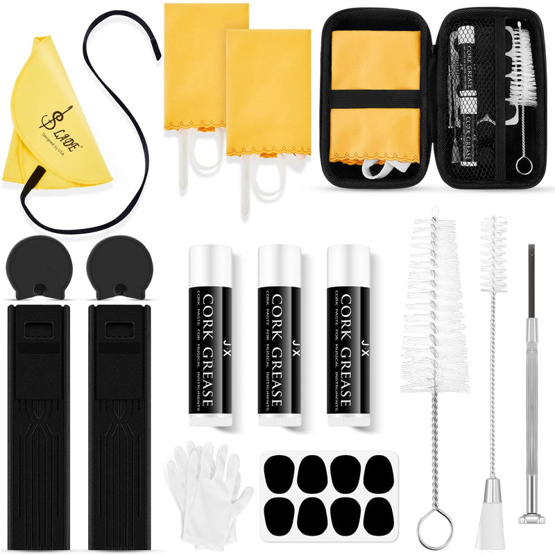 23 Pcs Clarinet Cleaning Kit Clarinet Accessories All in One Clarinet Cleaner Kit with Maintenance Kit Clarinet Swab Clarinet Reeds Cork Grease Thumb Rest for Clarinet Wind Instrument (Yellow) Yellow