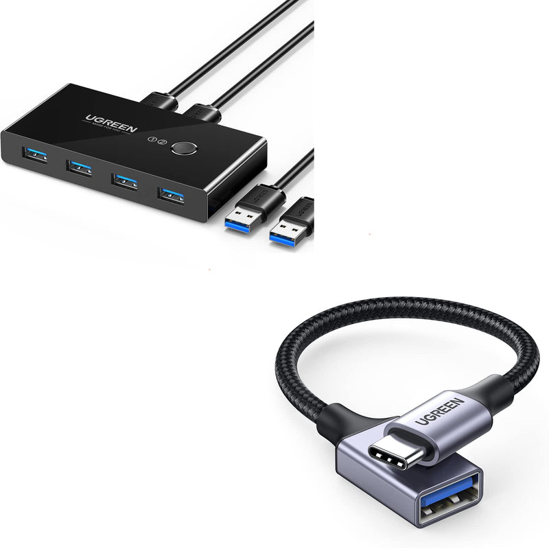 UGREEN 4-Port USB 3.0 Hub with USB C to USB A Adapter, 5Gbps Data Transfer, Plug and Play, Compatible with Laptop, Smartphone, Tablet, External Hard Drive