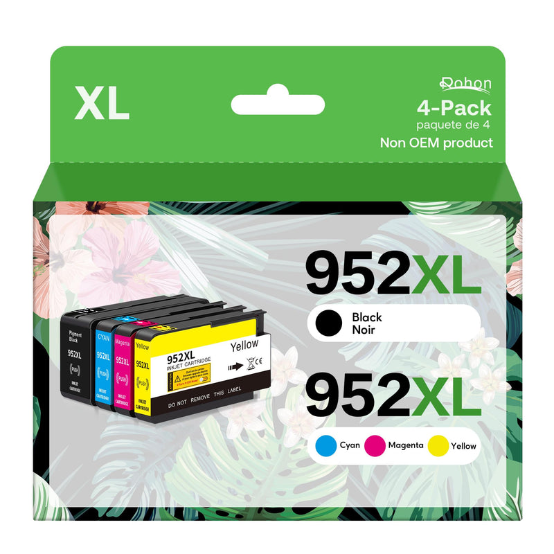 952xl Latest Upgrade Compatible Ink Cartridges Combo Pack Replacement for HP 952 XL Use with Officejet Pro 7740 8210 8710 8720 8740 8715 7720 8725 8730 (4 Packs), Black, Cyan, Yellow, Magenta 952-1T