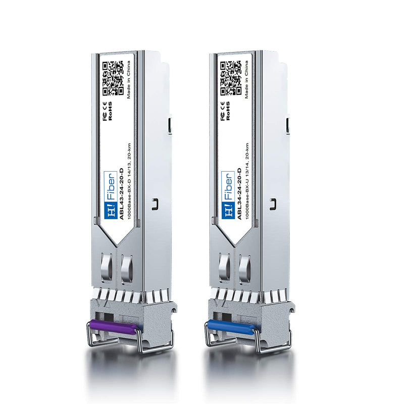 H!Fiber 1.25G SFP Bidi Transceiver, 1000Base-BIDI 11490nm/1310nm SMF, a Pair of Single Mode SFP Module, up to 20 km, for Cisco, Ubiquiti UniFi, Mikrotik, D-Link, Supermicro, Netgear and More 1000Base-BIDI: 20km x2