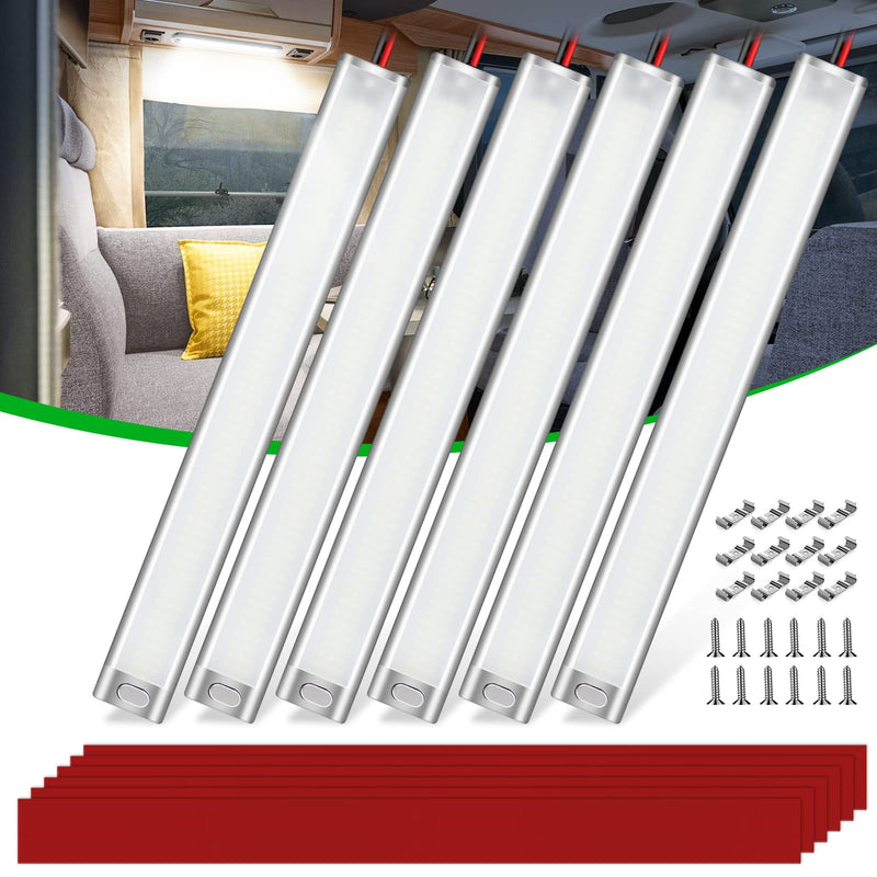 [AUSTRALIA] - CT CAPETRONIX 12v LED Interior Light Bar, 168LEDs 15.4IN 1700LM 10W, DC 12v Volt led Strip Lights with Switch, for Enclosed Cargo Trailer Car RV Van Truck Lorry Camper Boat Caravan Motorhome (6Pcs) 168LEDs-6PCS 