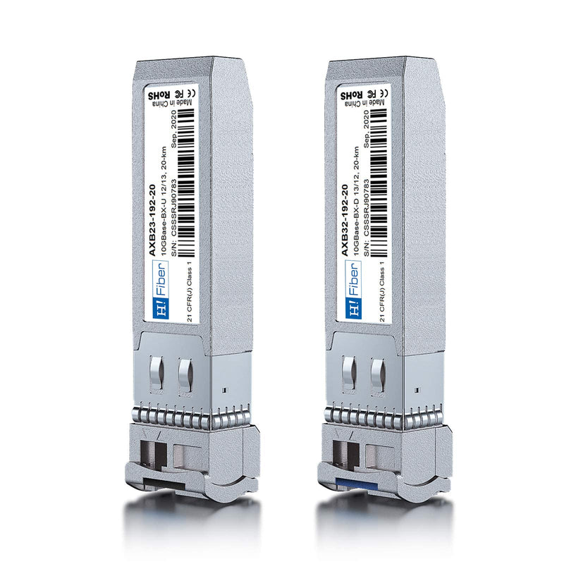 H!Fiber.com 10G SFP+ Bidi Transceiver, 10GBase-BIDI 1270nm/1330nm SMF, a Pair of Single Mode SFP+ Module，up to 20 km, Compatible with Ubiquiti UniFi 10GBASE-BX20-U and More