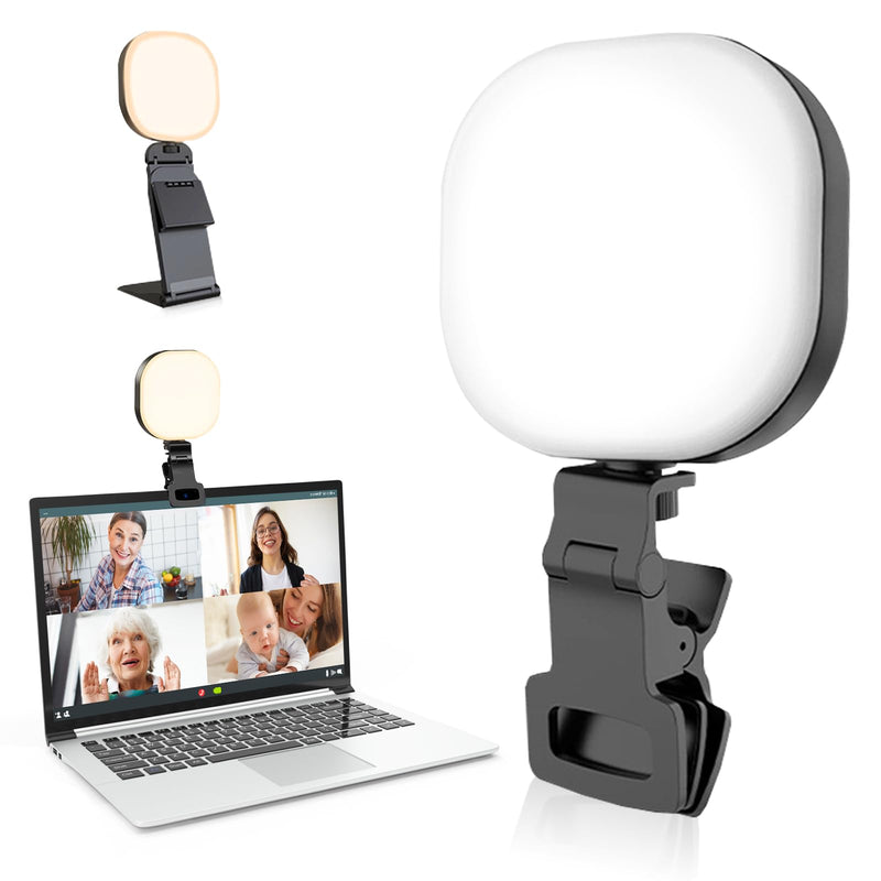 Aureday Selfie Light, LED High Power Clip-on Phone Light with Adjustable Stand, Dimmable Streaming Light for Computer/Laptop/Webcam/iPad, for Zoom Calls/Video Conference/Live Streaming Selfie Light with Stand