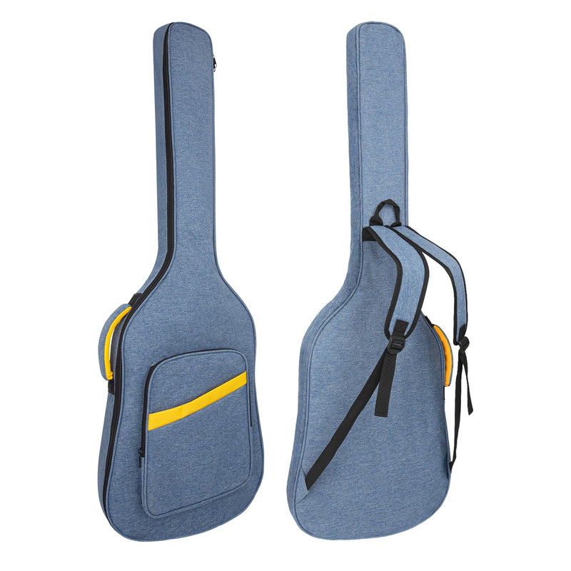 MUZNOTE Bass Guitar Case, Bass Guitar Gig Bag Backpack Soft Electric Bass Guitar Bag 0.38 inch Thick Padding Lightweight Dual Adjustable Shoulder Strap Pocket (Blue)