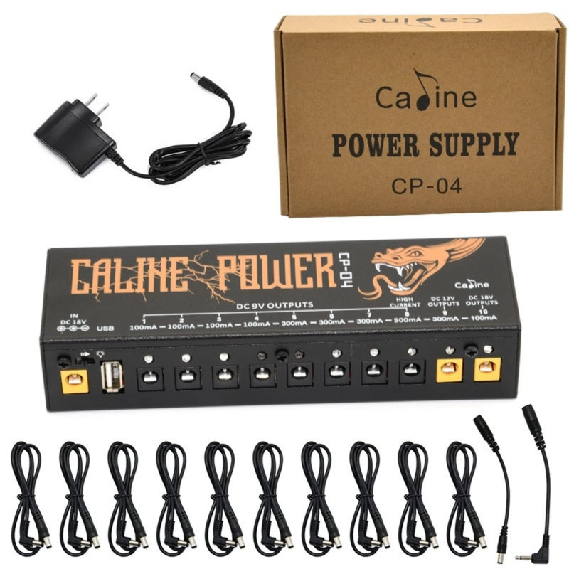 Caline CP-04 Guitar Pedal Power Supply 10 DC Outputs for 9V/12V/18V Effect Pedal