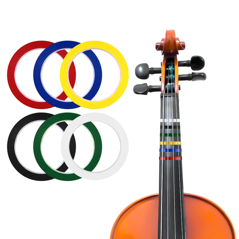 6 Rolls Violin Tape Fingerboard, 216 ft/66m Cello Tape Instrument Fingering Tape Violin Tape for Beginners Fretboard Orchestral Instruments (6 Colors)