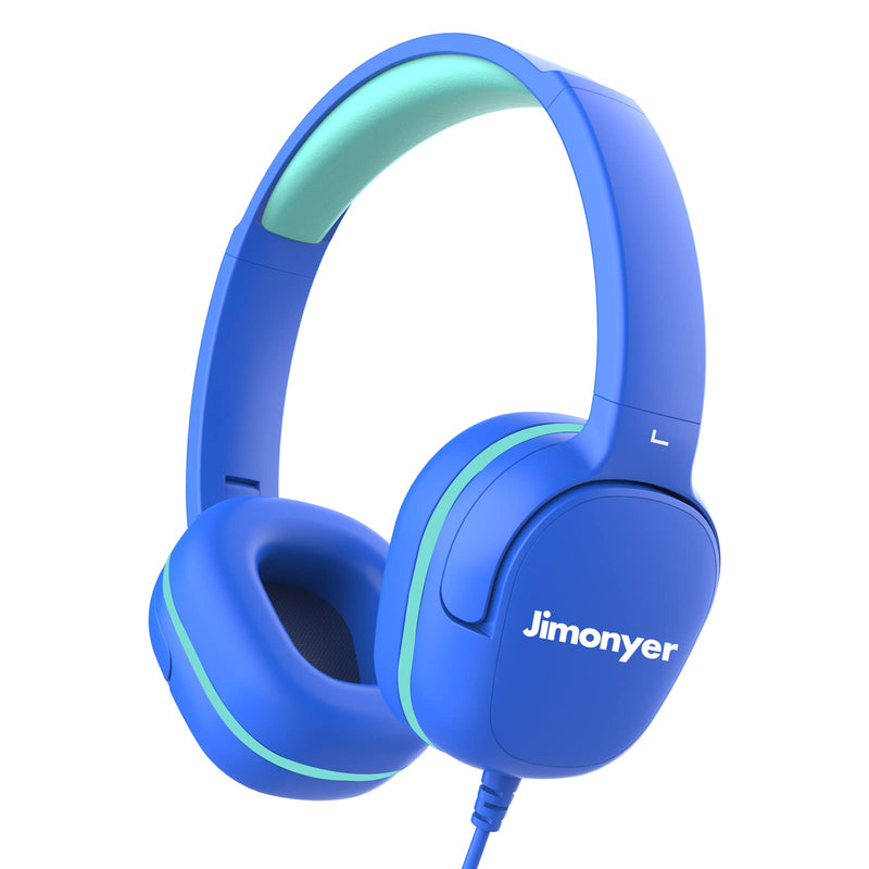 [AUSTRALIA] - Kids Headphones for School, 3.5mm Jack Wired Headphones for Kids with Safe Volume Limiter, HD Stereo Sound On-Ear Girls Boys Toddler Headphones for Tablet, iPad, Kindle(Blue) Blue 
