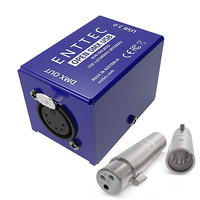 Enttec Open 70303 DMX USB Lighting Interface & SIRS-E 70029 5P Male to 3P Female Adapter (Bundle) - No Software Included - Open Source/Hardware Only/Entry Level Model for Beginners DMX Interface & Adapter Bundle